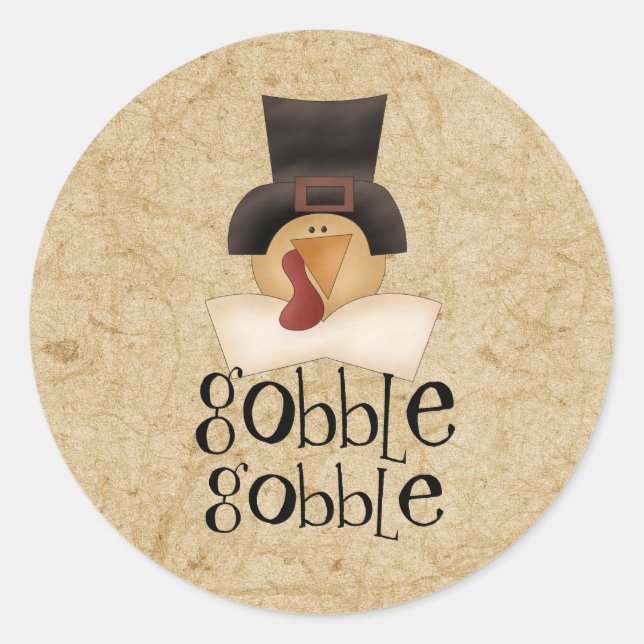 Sticker rond classique Turquie Gobble Gobble (Devant)