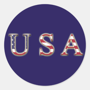 Sticker rond classique USA, brillant