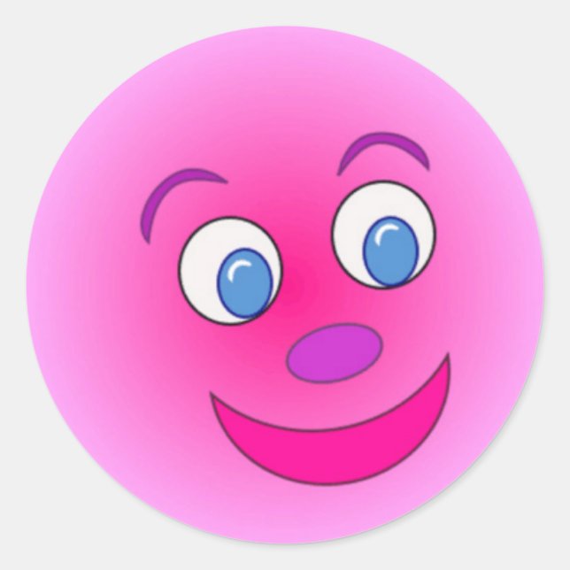 Sticker rond classique/Visage pourpre (Devant)