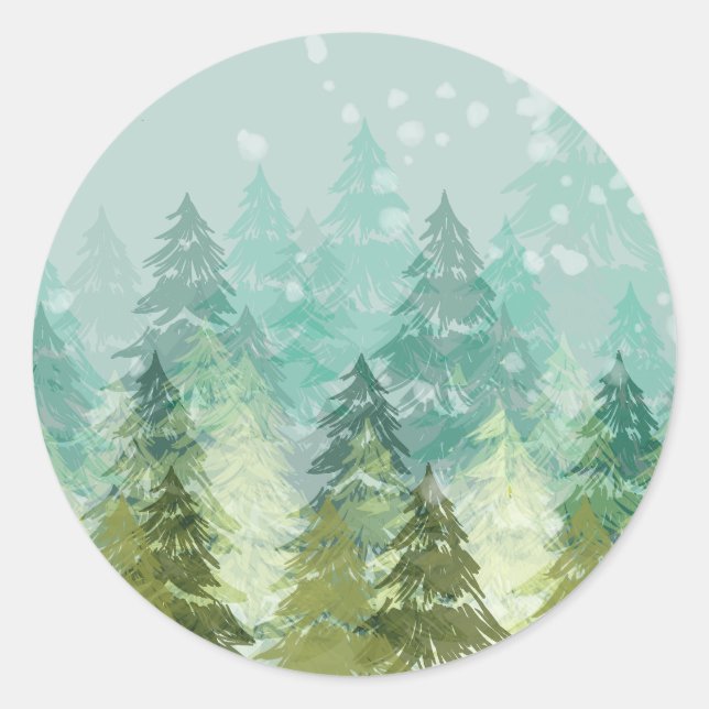 Sticker rond classique Winter Wonderland (Devant)