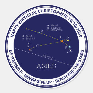 Sticker Rond Classique Zodiac Constellation Aries