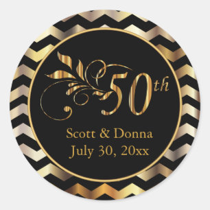 Sticker Rond Classy 50e Anniversaire de Mariage d'or