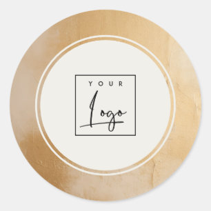 Sticker Rond Classy Artisan Beige Gold Paint Logo Entreprise