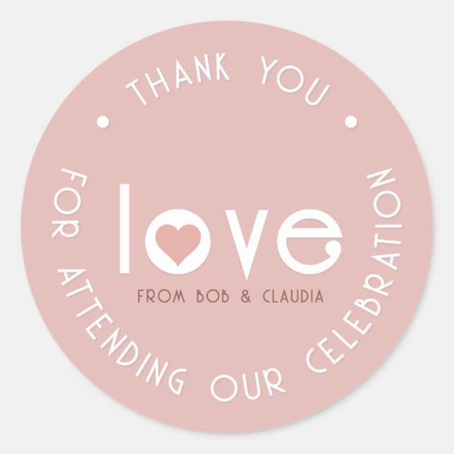 Sticker Rond Classy artisanal avec amour Rose or avec coeur (Devant)