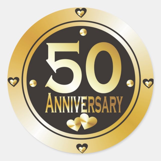 Sticker Rond Classy Black and Gold 50e Anniversaire d'or (Devant)