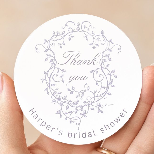 Sticker Rond Classy French Lavender Bridal Shower Thank You (Créateur téléchargé)
