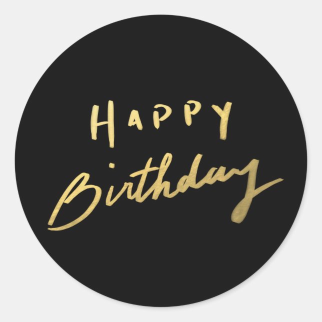 Sticker Rond Classy Gold Joyeux anniversaire (Devant)