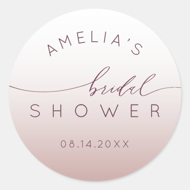 Sticker Rond Classy Pink Gradient Bridal Shower (Devant)