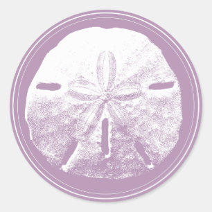 Sticker Rond Classy Violet Sable Dollar Plage Mariage Faveur