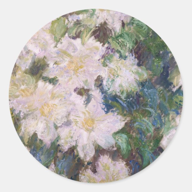Sticker Rond Claude Monet - Clematis blanc (Devant)