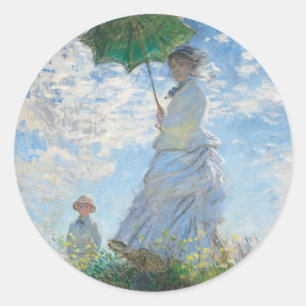 STICKER ROND CLAUDE MONET ENVELOPPE "FEMME AVEC UN PARASOL"