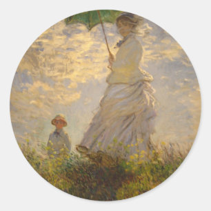 Sticker Rond CLAUDE MONET : Femme avec un parasol, 1875