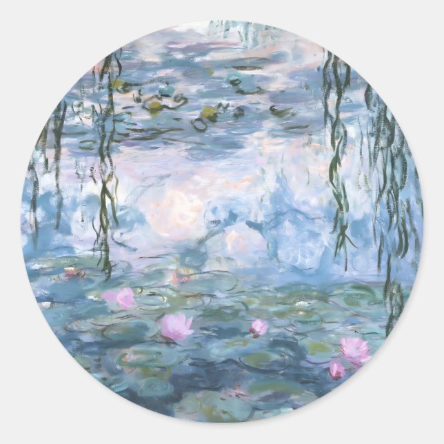 Sticker Rond Claude Monet Impressionist Water Lillies Painting (Devant)