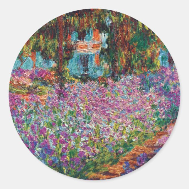 Sticker Rond Claude Monet - Iris dans le jardin de Monet Beaux- (Devant)
