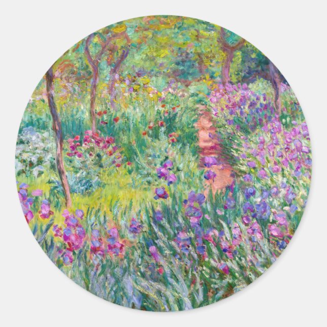 Sticker Rond Claude Monet - Le jardin d'Iris à Giverny (Devant)