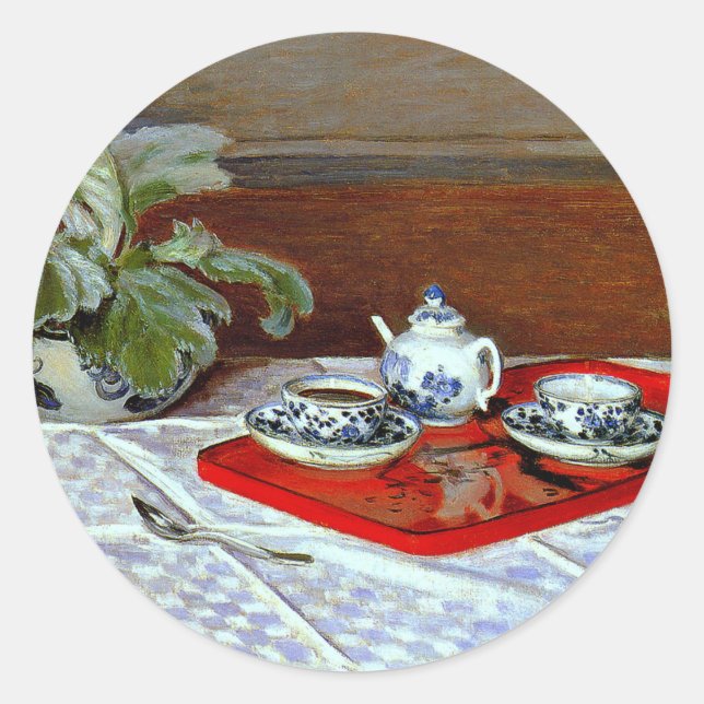 Sticker Rond Claude Monet - Le Service à Thé, (Devant)