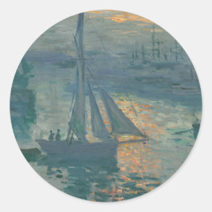 Sticker Rond Claude Monet Lever de soleil Marine Voilier Impres