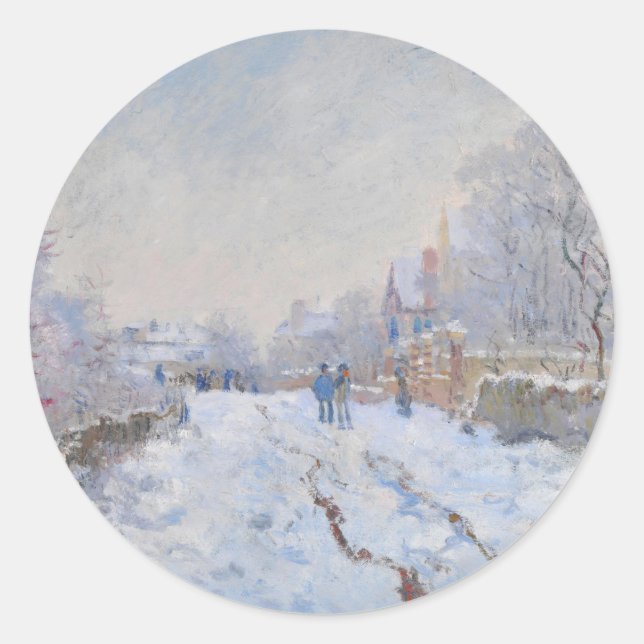 Sticker Rond Claude Monet // Neige à Argenteuil (Devant)