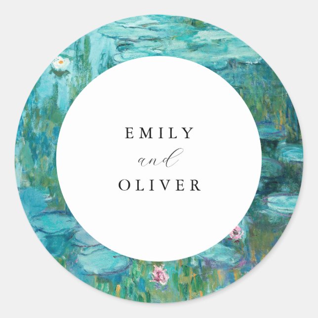 Sticker Rond Claude Monet Water Lilies Mariage (Devant)