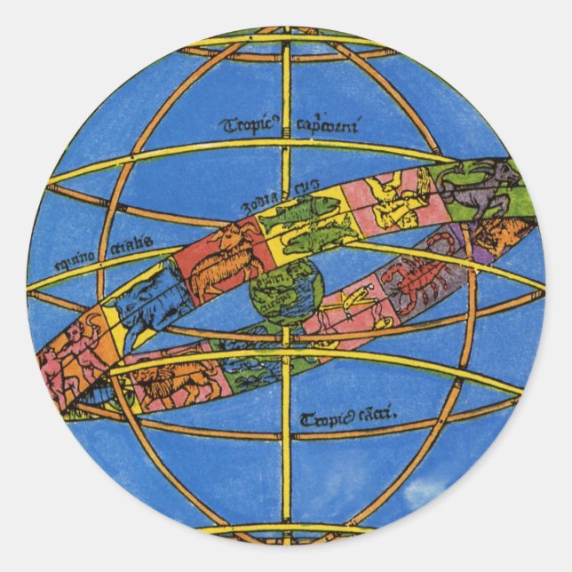 Sticker Rond Claude Ptolémée Astronome, Céleste Vintage  (Devant)
