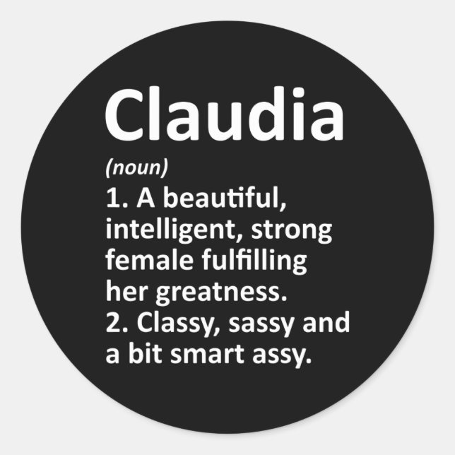 Sticker Rond Claudia Definition Personalized Name Funny Christm (Devant)