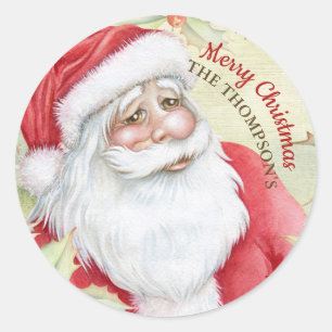 Sticker Rond Clause Santa aquarelle