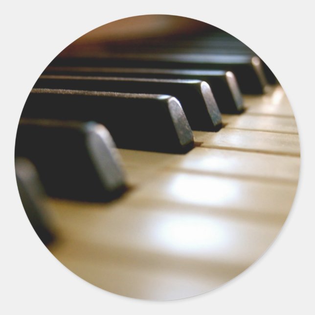 Sticker Rond Clavier de piano élégant Musique (Devant)