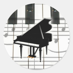 Sticker Rond Clavier et notes du grand piano