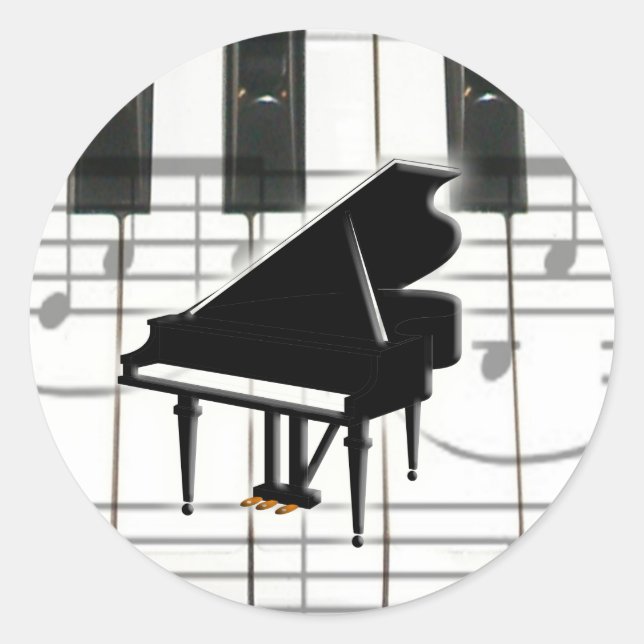 Sticker Rond Clavier et notes du grand piano (Devant)