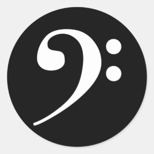 Sticker Rond Clé de basse blanche