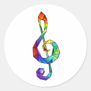 Sticker Rond Clé de la musique arc-en-ciel