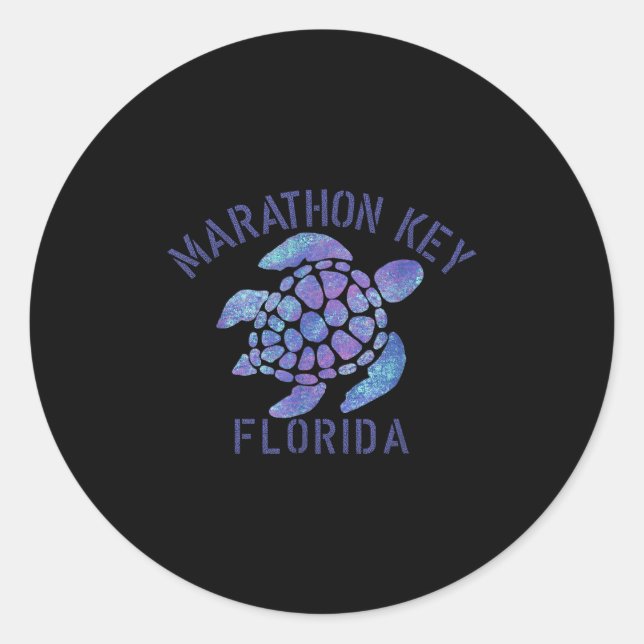 Sticker Rond Clé de marathon, Fl Beach Design _ Cadeau de tortu (Devant)