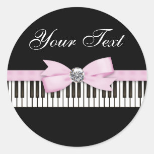 Sticker Rond Clé de piano rose et noir Considérant