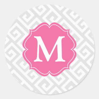 Sticker Rond Clé grecque claire élégante Personnalisée