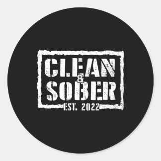 Sticker Rond Clean Sober Est 2022 Sobriety Motivational Support