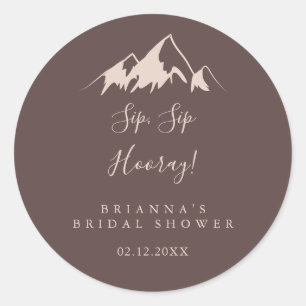 Sticker Rond Clear Mountain Sip Sip Hooray Fête des mariées