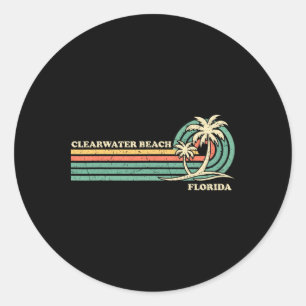 Sticker Rond Clearwater Beach Floride Été Vintage Famille Vac