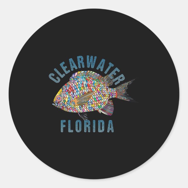 Sticker Rond Clearwater, Floride Beach Design _ Illust souvenir (Devant)