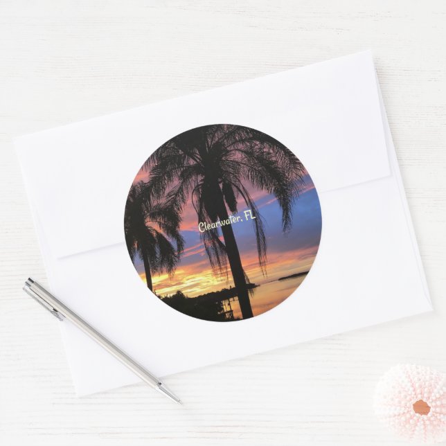 Sticker Rond Clearwater, Floride photo paysage (Enveloppe)
