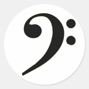 Sticker Rond Clef basse noire