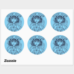 STICKER ROND CLEOPATRA OCTOPUS MERMAID, IMAGINAIRE GOTH SIREN