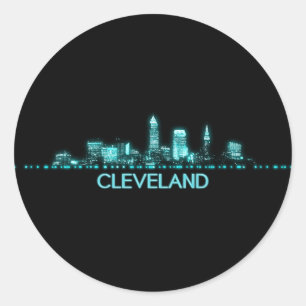 Sticker Rond Cleveland Skyline