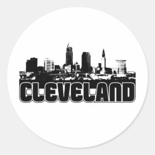 Sticker Rond Cleveland Skyline