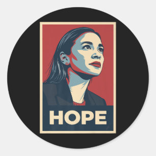 Sticker Rond Clic Aoc Alexandria Ocasio Cortez 2028 Pour Présid