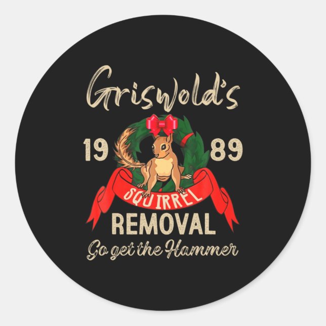 Sticker Rond Clic Christmas Movie Squirrel Removal Vacation  (Devant)