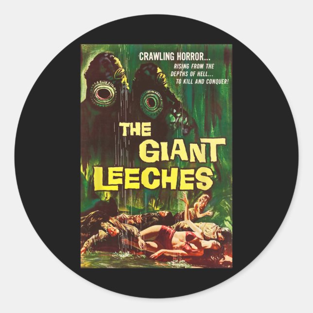 Sticker Rond Clic de sangsues géantes Halloween Monster Poster  (Devant)