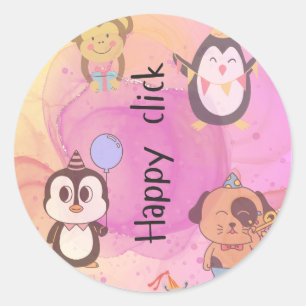 Sticker Rond clic heureux