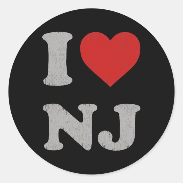 Sticker Rond Clic I Love Nj Y2k Souvenir I Heart New Jersey  (Devant)