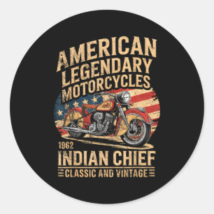 Sticker Rond Clic & Moto Américaine Vintage Indian Born
