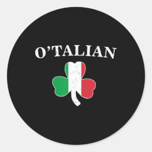 Sticker Rond Clic O'talian Shamrock Et Italie Drapeau Irlandais
